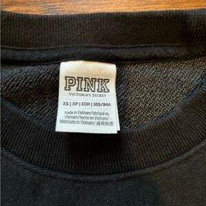 Victorias Secret Pink black cropped sweatshirt. Perfect condition. Size xs